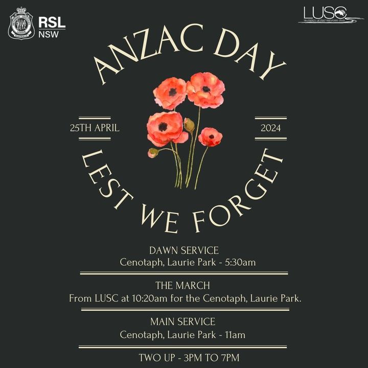 Featured image for “Join us to honour the service and sacrifice of our Veterans on Anzac Day, Thursday 25th April 2024. This year marks the Centennial anniversary of the Laurieton RSL Sub-Branch Cenotaph in Laurie Memorial Park.”