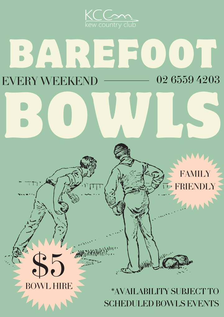 Featured image for “Grab your friends and head to Kew Country Club for a round of $5 Barefoot Bowls! It’s the perfect way to unwind and enjoy some friendly competition.”