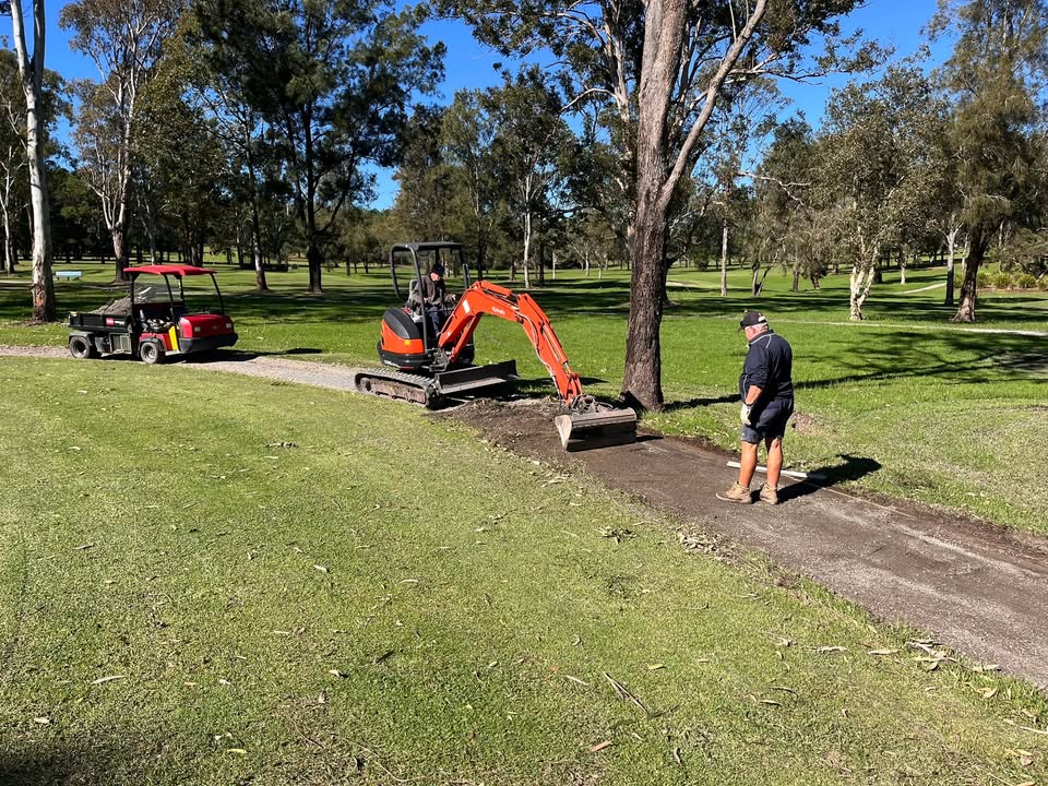 Featured image for “Sunny Weather Maintenance: Cartpath Repairs and Fairway Mowing at Laurieton Services Club (kew)”