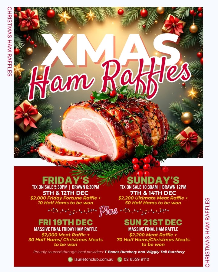 Featured image for “Christmas Ham Raffles: Win Big at Laurieton Services Club”