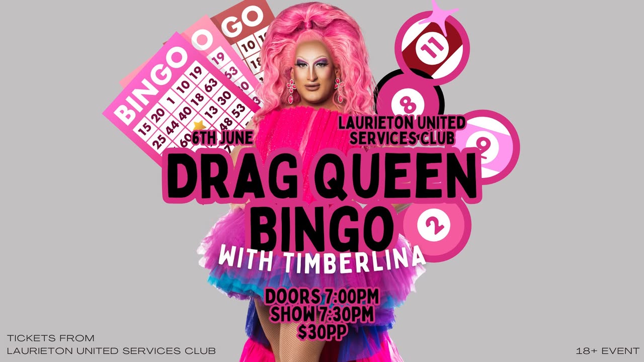 Featured image for “Drag Bingo with Timberlina at Laurieton Services Club”