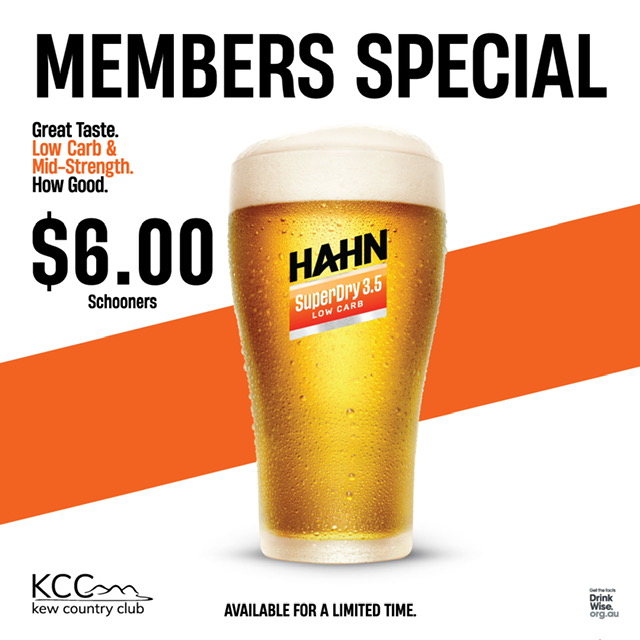 Featured image for “Hahn SuperDry 3.5 Members Special at Kew Country Club”