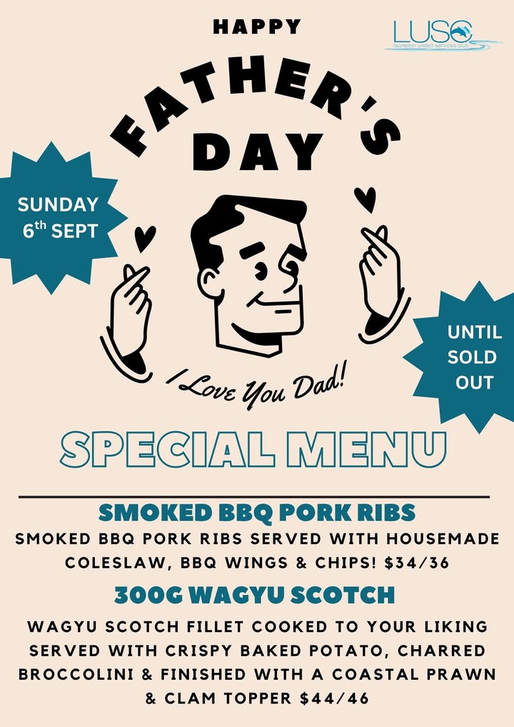 Featured image for “Father’s Day Specials at Laurieton Services Club Boardwalk Bistro”